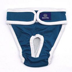 Hund Bleer Fysiologiske Bukser Vaskbare Kvindelige Hund Shorts Soft Girl Dogs Pants Kæledyr Undertøj Sanitære trusser S-2xl Blå