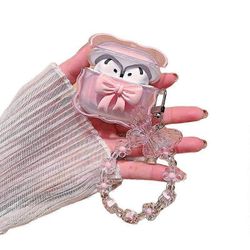 Yhteensopiva AirPods 4 -läpinäkyvän kotelon, 3D-keulakuviosuunnittelun kanssa söpöllä perhoskukka-avaimenperällä, pehmeä TPU-suojaava iskunkestävä ...