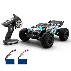 RC-auto 2,4 GHz 70 KM / h nopea 1/16 maastossa RC-kuorma-autot harjaton moottori LED-valo 4WD ajoneuvokilpailu Sininen 2 battery