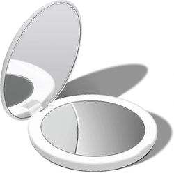 Led-valaistu matkameikkipeili, 1x/10x suurennus - päivänvalo led, kompakti, kannettava, suuri 5" leveä Silkki valkoinen
