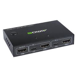AIMOS AM-KVM201CC 2 -portit USB HUB HDMI KVM -kytkin ilman jatkojohtoa