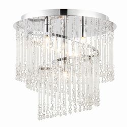 Endon Collection Lighting Camille 4 Lys spiral Flush Loft Light Chrome, Klart glas, G9