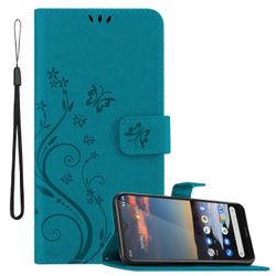 Nokia 5.3 suojakotelo - kukkaprintillä ja korttipaikalla KUKKA SININEN 5,3