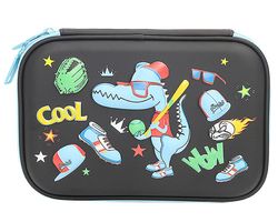 Kaxidy Stor kapacitet blyant taske cool dinosaur print Sort