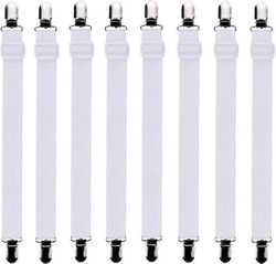 8 kpl (60cm - 200cm) säädettävä asennettu lakanateline, pidike, sopii kaikkiin sänkyihin ja patjoihin, valkoinen