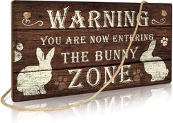 LINCMAN Funny Rabbit Sign Bunny Rabbit Home Decor Gift Bunny Mom Bunny Lover 12 x 6 tommer (The Bunny Zone)