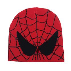 Bestdaily Spider-man Voksne Unisex Vinter Varm lue for menn Kvinner Superhelt Spiderman Ski Skull Cap Cosplay Kostyme Rød