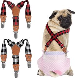 Koiran henkselit 2 kpl Naisten koiran vaippahenkselit koirille Vaipanpitäjä Henkseri koiran hameelle, koiranmekko (ruudullinen, XS/S) XS/S