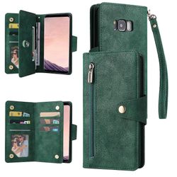 Foxdock Yhteensopiva Samsung Galaxy S8 Plus -kotelon kanssa PU-nahkainen magneettinen käännettävä vetoketjukorttikotelo lompakon kansi Vihreä