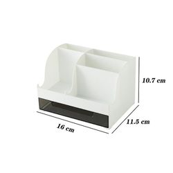 Skrivebordstilbehør Pen holder Desktop Organizer med skuffe, hvid farve