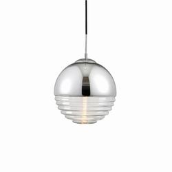 Endon Collection Lighting Paloma 1 Light Globe Loft Vedhæng Klar ribbet glas, forkromet, E14