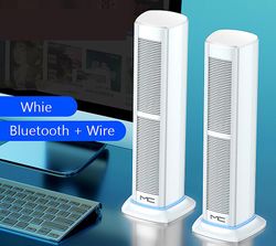 Sajygv Mini trådløs smart høyttaler Bluetooth-aktivert lydplanke kraftig bass for datamaskin subwoofer hjemmekino hvit