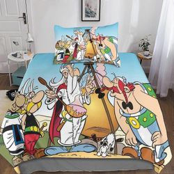 Kerota Asterix-pussilakanasetti, jossa tyynyliinat Mikrokuituinen anime-vuodevaatesetti vetoketjusulkimella 2 osaa teini-ikäisille ja aikuisille si...