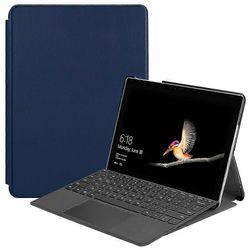 Microsoft Surface Go/go 2/go3 Tri-fold Stand Pu -nahka + PC-tablettikotelon kansi kynäpaikalla Tyyli J Microsoft Surface Go Dark blue