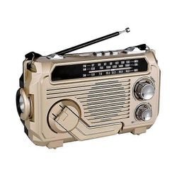 Käsikäyttöinen hätäradio FM AM SW -aurinkolatauksella Bluetooth 5.2 TF -kortilla ja USB-tuella Gold
