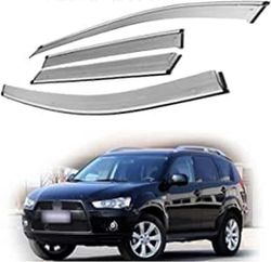 4kpl auton tuulenohjaimet Mitsubishi Outlander 2010 2011 2012, sivuikkunan visiiri aurinko sadesuoja tuulenpitävä sadetuulenohjaimet asetettu suoja...