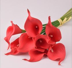 Linkrunning 10 kunstige hestesko blomster, 15 tommer, velegnet til hjem køkken og bryllup dekorationer (rød)