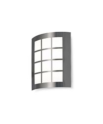 Inspired Lighting Flush Wall Lamp 216mm x 178mm med Square Grid Cover, 14W LED IP44, 4000K, rustfrit stål, Matteret Polycarbonat Diffusor