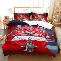 3 kpl Robert Lewandowski Robert Lewandowski vuodevaatteet tyynyliinoilla Football Star -pussilakana vetoketjulla Pehmeä mikrokuitupeitto King220x240cm