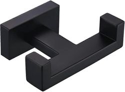 kulma yksinkertainen kaksinkertainen pyyhekoukku matta musta, ruostumattomasta teräksestä valmistettu kylpyhuoneen pyyhepidike, takki takki koukku ...