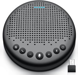 eMeet Luna Bluetooth-kaiutin - USB-konferenssikaiutinpuhelin 5-10 hengelle, 360-äänen poiminta, kohinanvaimennus, dongle, VoIP, harmaa