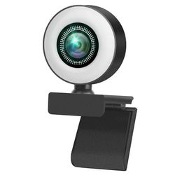 Computer webcam med justerbar ringlys og mikrofon autofokus webkamera til møde webcasting 1080P