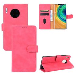 Etui til Huawei Mate 30 Pro Cover Premium læder med kortholder Flip Folio magnetisk etui Etui Coque - sort Pink