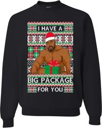 Jeg har en stor pakke Meme Barry Wood Ugly Christmas Sweater Unisex Crewneck Sweatshirt Svart 1 L