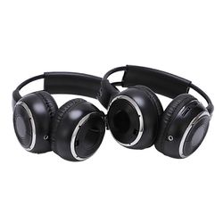 2 x kaksinkertainen infrapunastereo langaton kuulokekuuloke IR auto DVD-soitin niskatuki musta