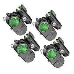 Herkät elektroniset kalastuksen puremahälytykset, joissa on 4 merkkiääntä nopeita hälytyksiä varten Musta