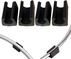 20 kpl muovisia U-muotoisia tuolinjalkoja, halkaisija 12 mm, mustat putkimaisille terästuoleille