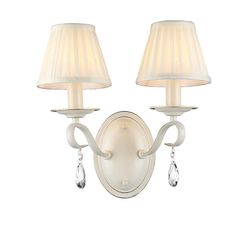 Maytoni Lighting Brionia Væglyslampe Beige med plisseret Satin Candle Lampeskærme, 2 Lys, E14