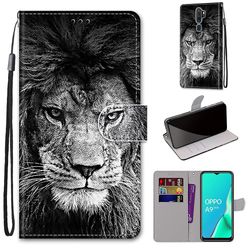 Foxdock Sag for Oppo A5 2020 / A9 2020 Kreativt mønster Tui magnetisk kortholder tegnebog - Løve