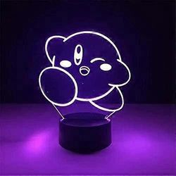 Xcy 3D-yövalot pojille tytöille Kirby 3D yövalo söpö sarjakuva peli anime kodinsisustuslamppu Kawaii lasten syntymäpäivälahjalamppu led illuusio valo
