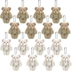 16 Pack Mini Fælles Bamse Lille Bjørn Tøjdyr Lille Plys Bjørn Legetøj Til nøglering Baby Shower Bryllup DIY Craft Party Favor