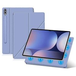 Yhteensopiva Samsung Galaxy Tab S10 Ultra -kotelon kanssa Origami Stand PU nahkainen magneettinen tablettikuori Violetti