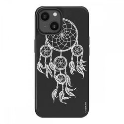 Crazy Kase Sag for Iphone 13 (6,1) Silikone Mat Sort, Dream catcher Hvid