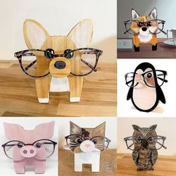 Træ 3d Cute Animal Head Brille beslag briller Holder Stand penguin