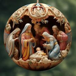 6pcs Christmas Nativity Scene Ornaments, Akryl Nativity Christmas Ornament, Hanging Ornament Nativity Scene Anheng For Xmas Religiøs gave E 1pcs