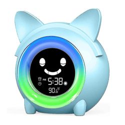 Mella Ready to Rise Children's Sleep Trainer, Ok herätä herätyskello, yövalo ja uniäänikone 5 värillä Vaaleansininen