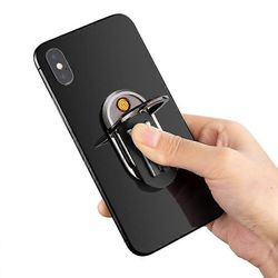 2 in 1 ladattava savukkeensytytin Auton pidike Jalusta Puhelin rengas kiinnike Musta