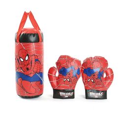 Nyrkkeilylelusetti Spiderman-tulostus Stressinlievitys PVC Dekompressio nyrkkeilysäkki Käsineet lapsille