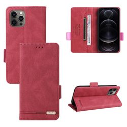 Gangxun Etui til iphone 12 Pro Max læderetui folio flip med kreditkort slots Etui Coque Rød