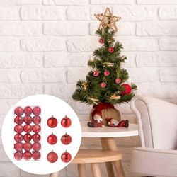 36pcs Christmas Xmas Tree Ball Bauble Hengende Home Party Ornament Decor 3cm Rød