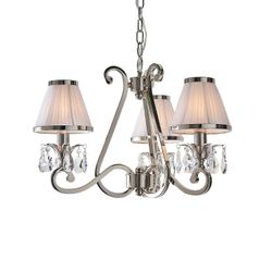 Interiors 1900 Lighting Oksana 3 Lys Multi Arm Loft Vedhæng Lysekrone poleret Nikkel, E14