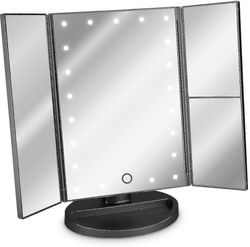 Led Kosmetisk Mirror Folding Stående Spejl Belyst Make-up Mirror