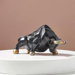 Geometrisk abstrakt tjurskulptur Ox Staty Prydnad Feng Shui Figurine Heminredning A