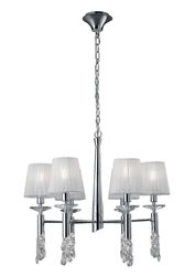 Inspired Lighting Inspireret mantra - Tiffany - Loft vedhæng 6+6 Lys E14+G9, poleret krom med hvide nuancer og klar krystal