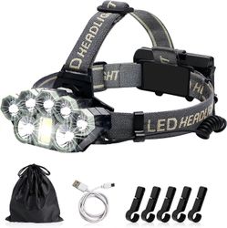 tehokas ladattava ajovalaisin, erittäin kirkas 18000 lumenia 8 LED USB -ajovalaisin, vedenpitävä ajovalaisin retkeilyyn, kalastukseen, luolaan, len...