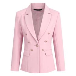 Cloudstyle Kvinder 2 Pieces Business 1 Knap Revers Dragt Sæt Pink S